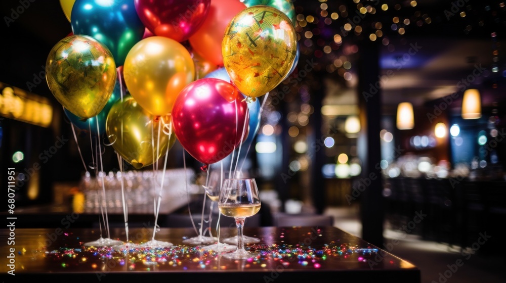  capture the excitement and joy of New Year celebrations in a restaurant setting