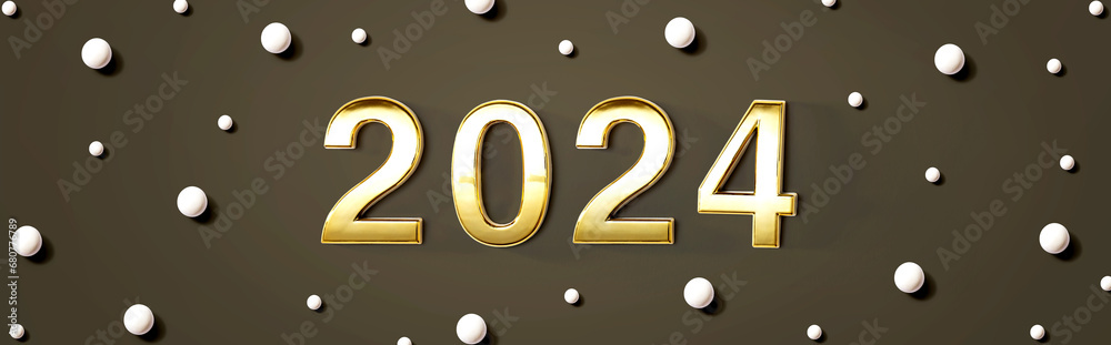 2024 new year theme with white candy dots - flat lay