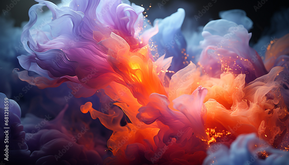 Abstract colors in motion create vibrant, futuristic underwater fantasy generated by AI