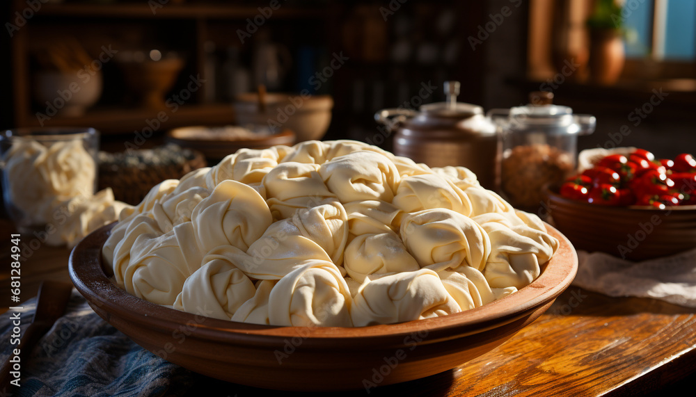 Freshness and homemade cooking on a rustic wooden table generated by AI