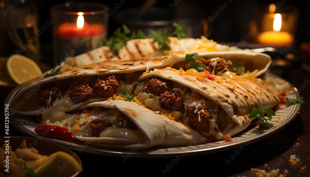 Freshness and spice on a homemade Mexican gourmet plate generated by AI