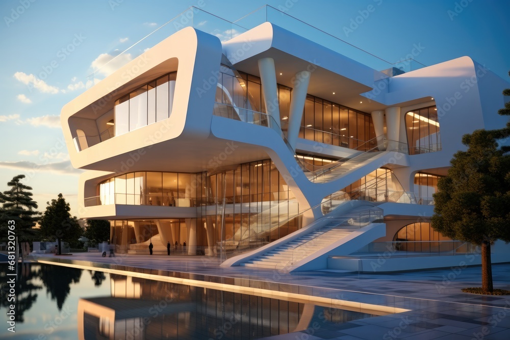 Exterior design of modern building.