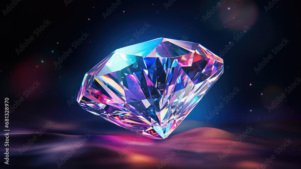  Diamond jewel on dark blue background. Beautiful lcolorful gemstone sapphire on a dark background