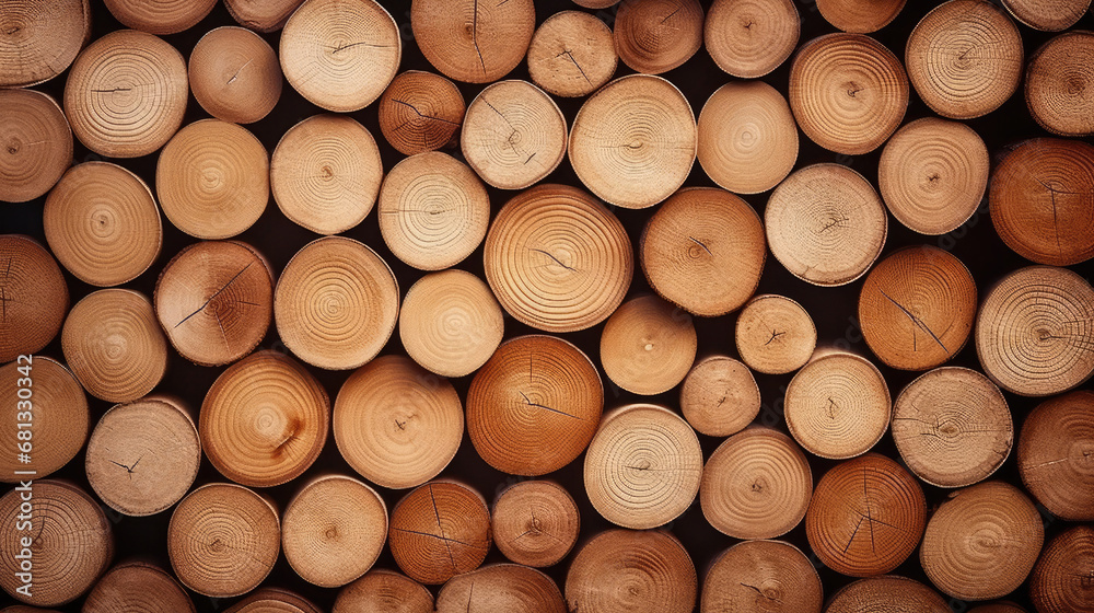 stack of wood, stack of logs, pile of wood, brown round poplar wood log background,wood pattern on wood