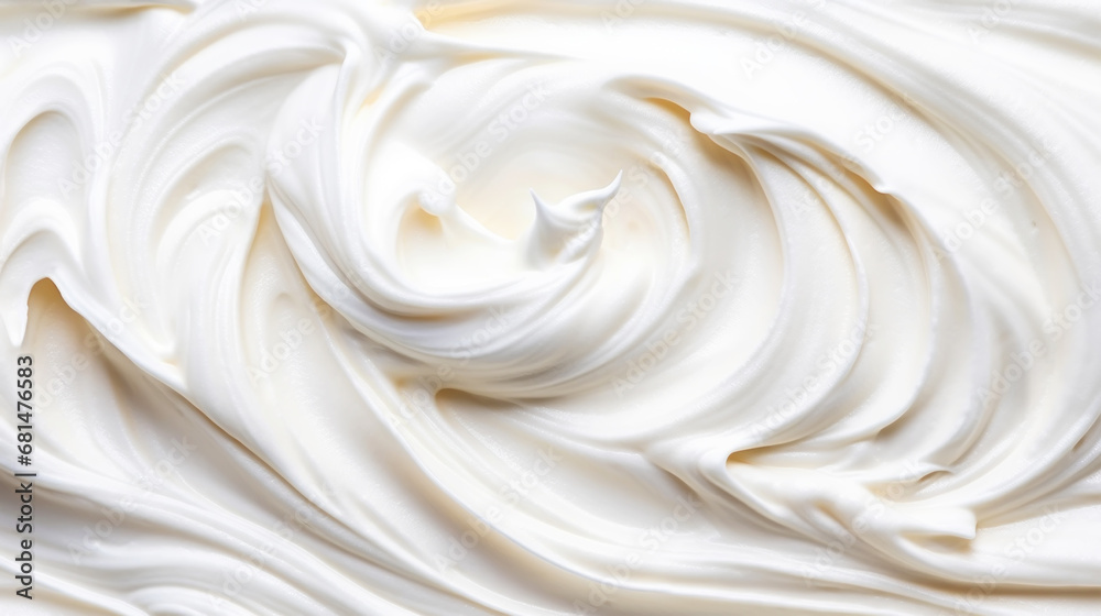 Close-up of vanilla ice cream texture. Top view of frozen white-yellow gelato surface. Food background. Generative AI