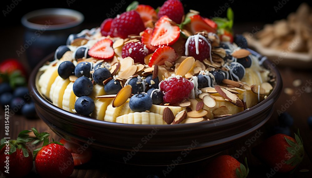 Freshness and sweetness in a homemade berry fruit dessert generated by AI