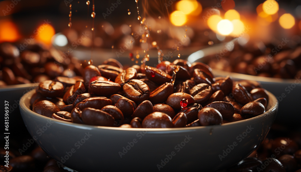 Freshness in a cup, dark bean heat, coffee refreshing aroma generated by AI