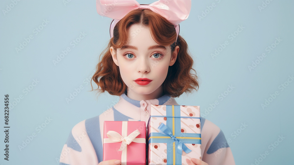 Young woman with Christmas presents