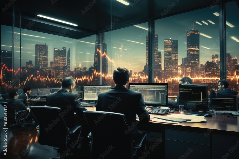 Financial analysts sit in their offices poring over market data.