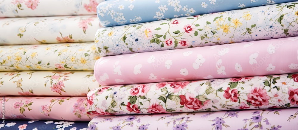 In the lush and vibrant cottage garden, amidst the blooming summer and spring petals, exquisite country chic fabrics are carefully selected for quilting and furnishing, showcasing delicate drawings of