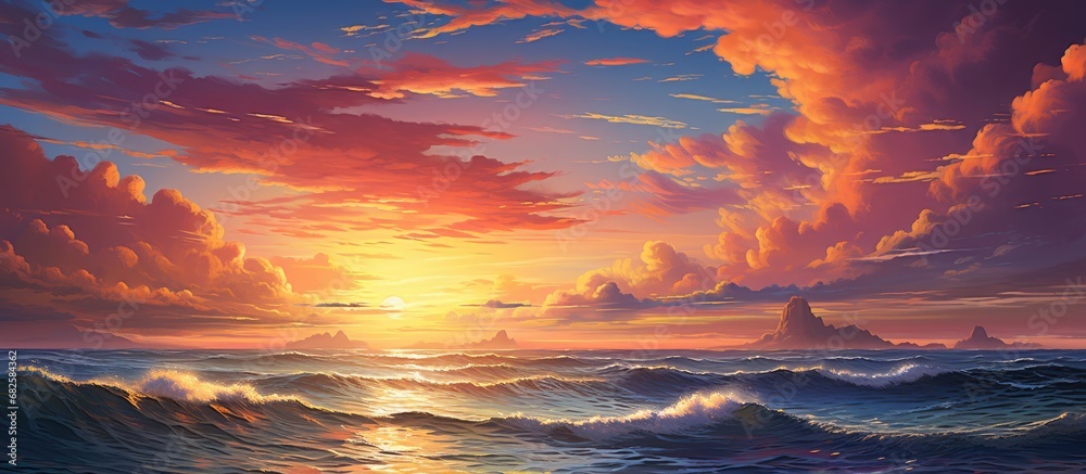 As the sun began its descent towards the horizon, casting a warm golden glow across the outdoor landscape, the twilight transformed the setting sun into a breathtaking masterpiece, painting the sky