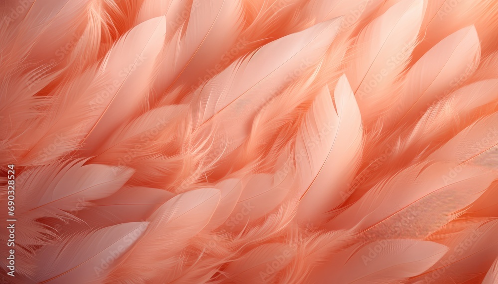 peach pastel feathers,soft light texture  high-angle view  , 2024 color of the year 